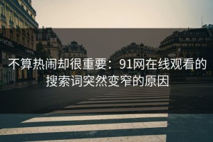 不算热闹却很重要：91网在线观看的搜索词突然变窄的原因