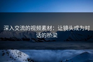 深入交流的视频素材：让镜头成为对话的桥梁