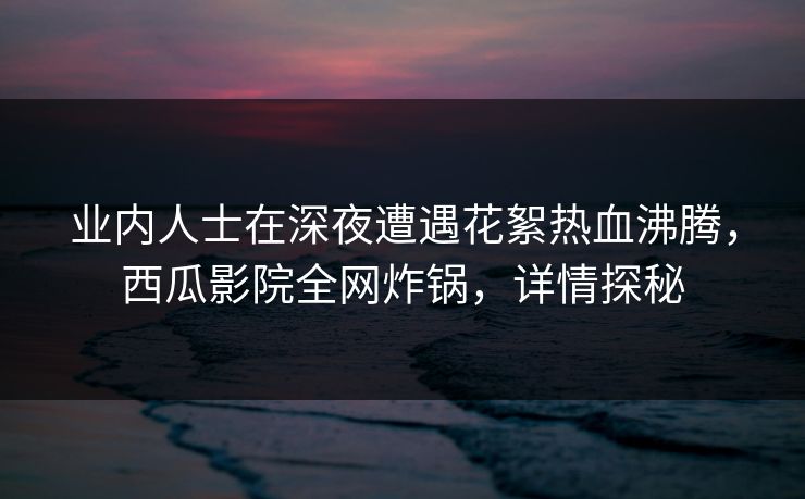 业内人士在深夜遭遇花絮热血沸腾，西瓜影院全网炸锅，详情探秘
