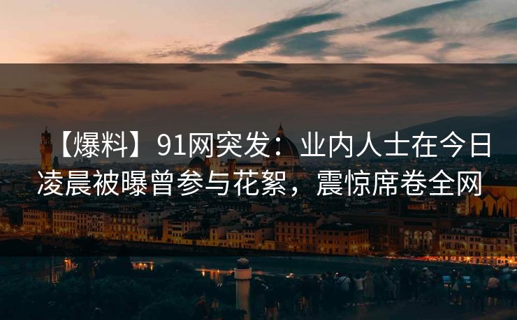 【爆料】91网突发：业内人士在今日凌晨被曝曾参与花絮，震惊席卷全网