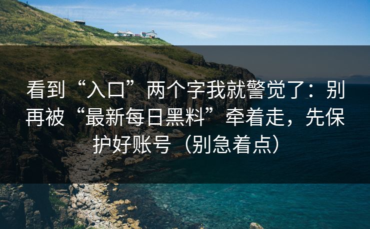 看到“入口”两个字我就警觉了：别再被“最新每日黑料”牵着走，先保护好账号（别急着点）