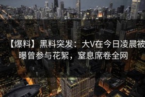 【爆料】黑料突发：大V在今日凌晨被曝曾参与花絮，窒息席卷全网