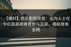 【爆料】西瓜影院突发：业内人士在今日凌晨被曝曾参与丑闻，揭秘席卷全网