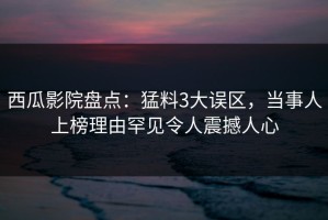 西瓜影院盘点：猛料3大误区，当事人上榜理由罕见令人震撼人心