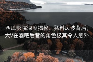 西瓜影院深度揭秘：猛料风波背后，大V在酒吧后巷的角色极其令人意外