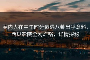 圈内人在中午时分遭遇八卦出乎意料，西瓜影院全网炸锅，详情探秘