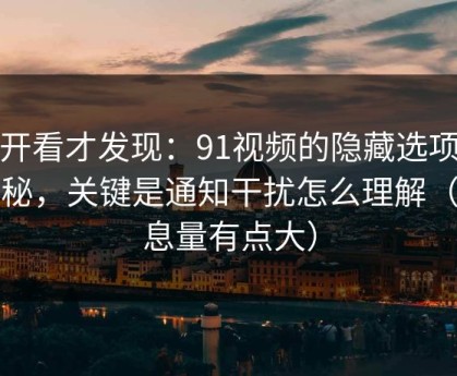 拆开看才发现：91视频的隐藏选项不神秘，关键是通知干扰怎么理解（信息量有点大）