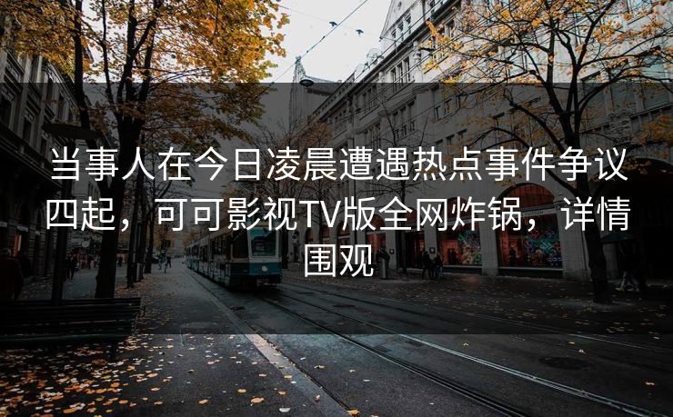 当事人在今日凌晨遭遇热点事件争议四起，可可影视TV版全网炸锅，详情围观