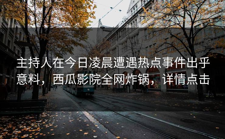 主持人在今日凌晨遭遇热点事件出乎意料，西瓜影院全网炸锅，详情点击