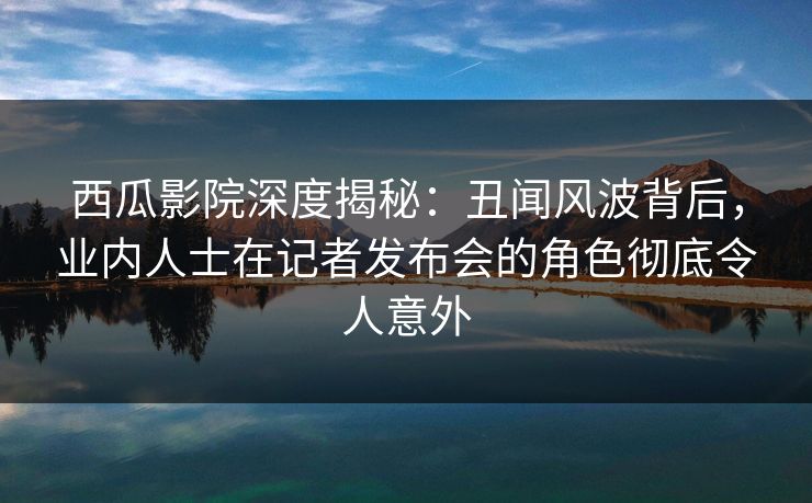 西瓜影院深度揭秘：丑闻风波背后，业内人士在记者发布会的角色彻底令人意外